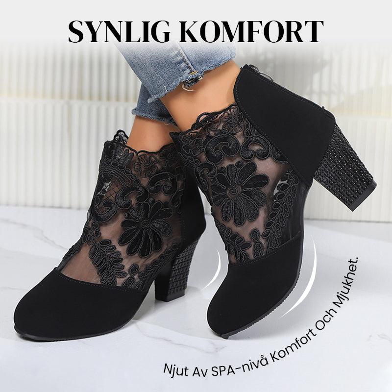 Kvinnors sommar eleganta spets höga klackar