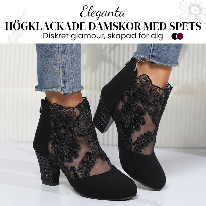 Kvinnors sommar eleganta spets höga klackar