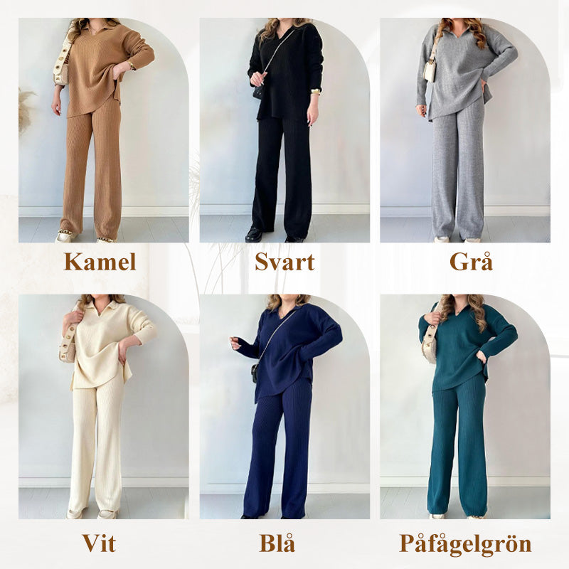 🌟V-ringat casual stickat tvådelat set med slits🔥